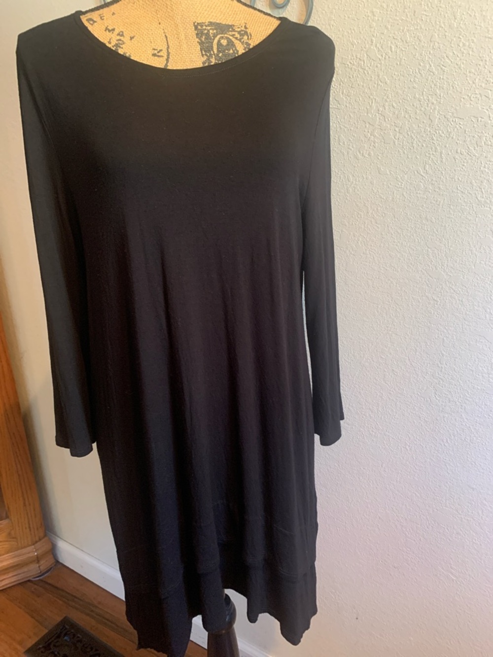 Eileen Fisher Black Long-Sleeve Swing Dress
